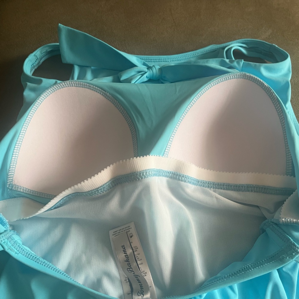 Aqua Blue high neck Women's Swimsuit by Tommy Bahama - Picture 9 of 10